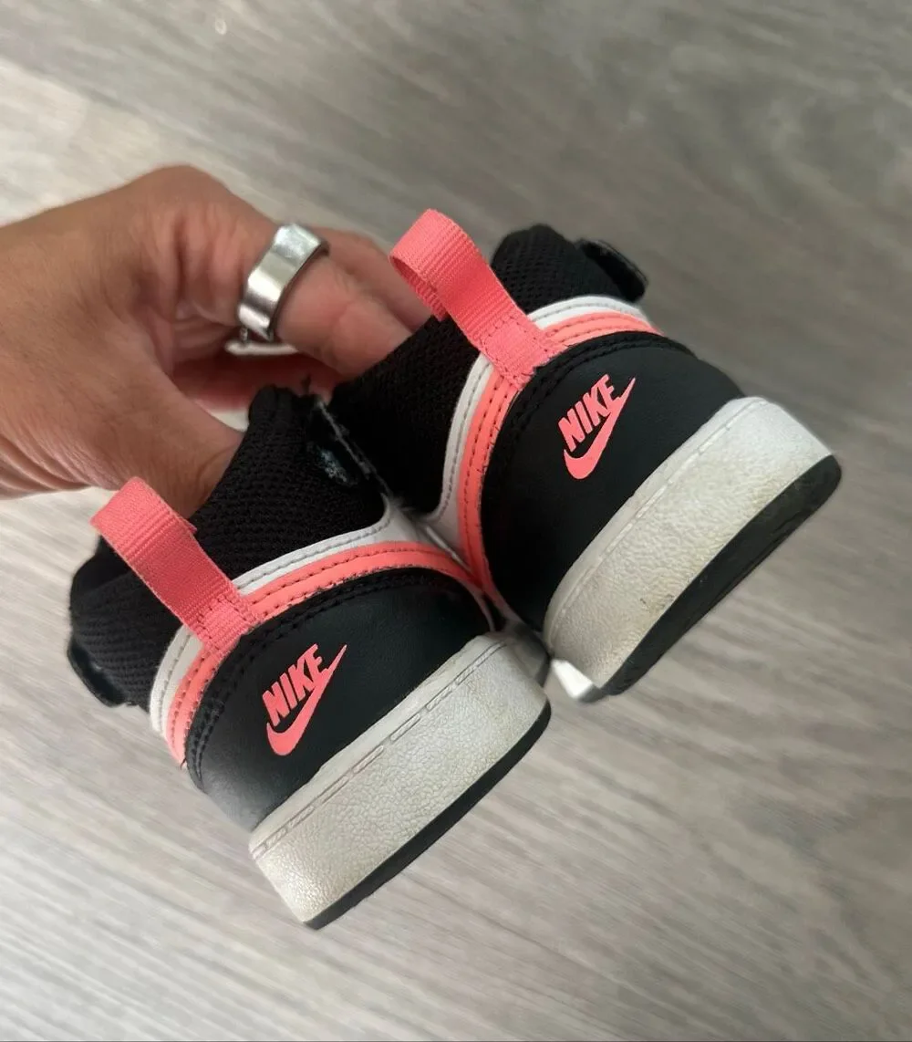 Nike Girls' 8 Toddler Court Borough Mid 2 Sneakers - Pink, Black & White